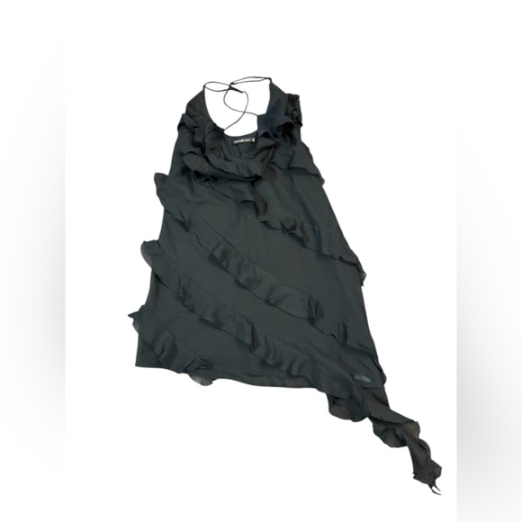 Abercrombie & Fitch All-Over Ruffle Mini Dress in Black Size Medium - Picture 5 of 8